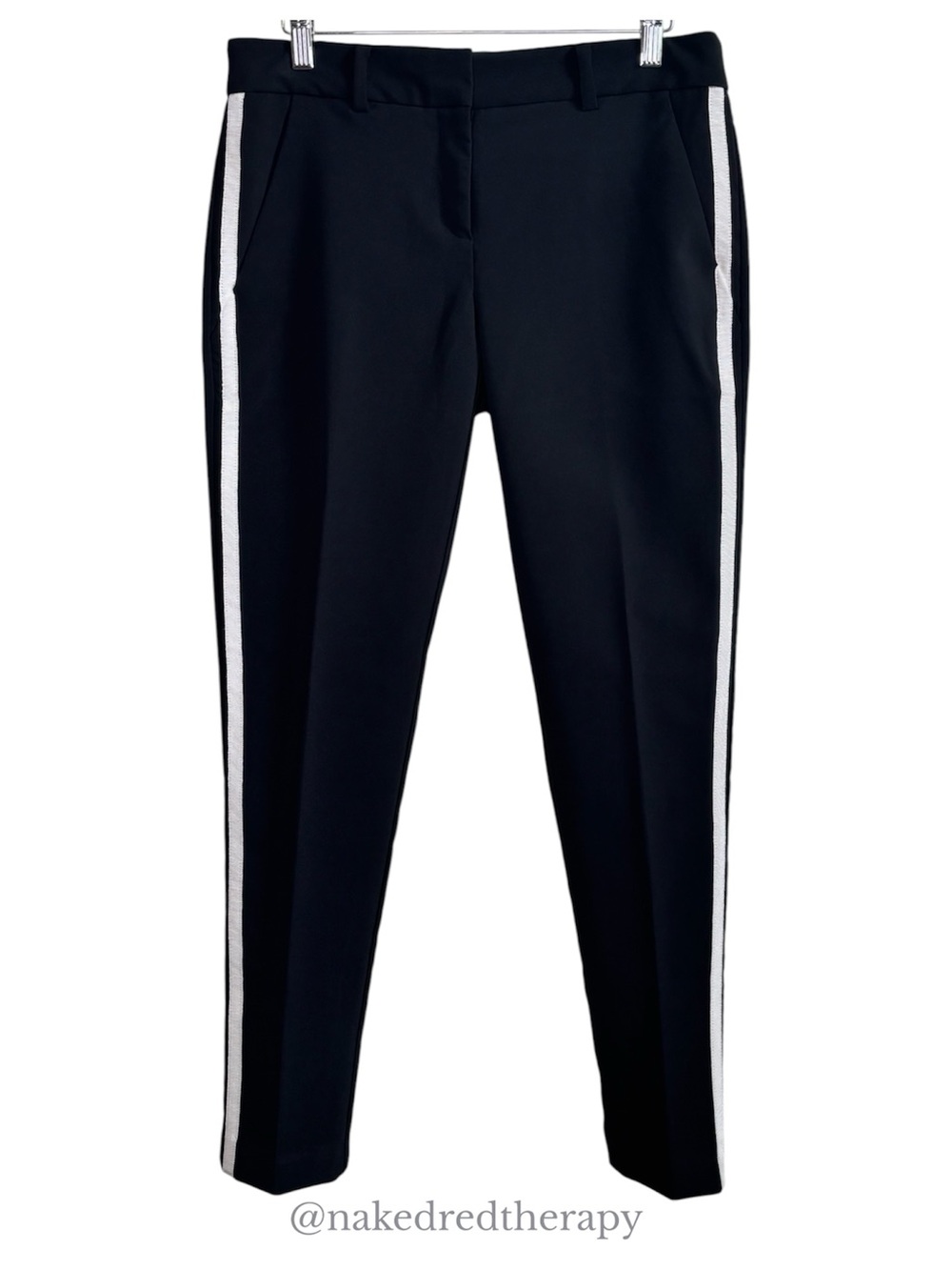 New York & Company Black Stretch Tuxedo Side Stripe Ponte Pants | Women Size 2